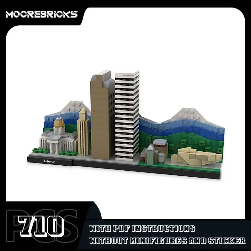 Конструктор MOC Denver Skyline модель уличного вида архитектурная сборка классические