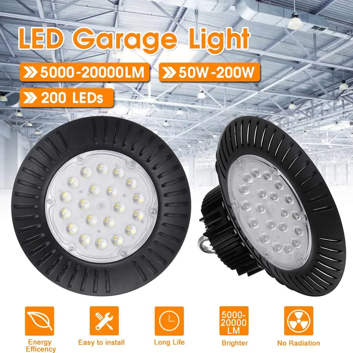 

200W 2835SMD Led High Bay Light UFO IP65 Waterproof Warehouse Workshop Garage Industrial Lamp Stadium LED Garage Light Lamp