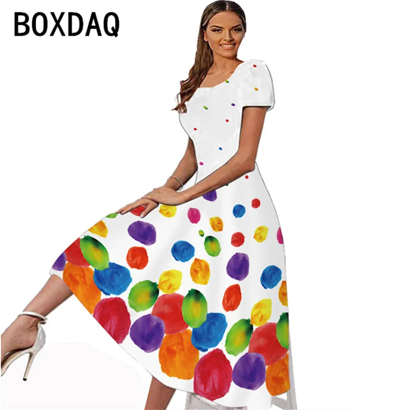 

Женское пляжное платье-миди с коротким рукавом и квадратным вырезом