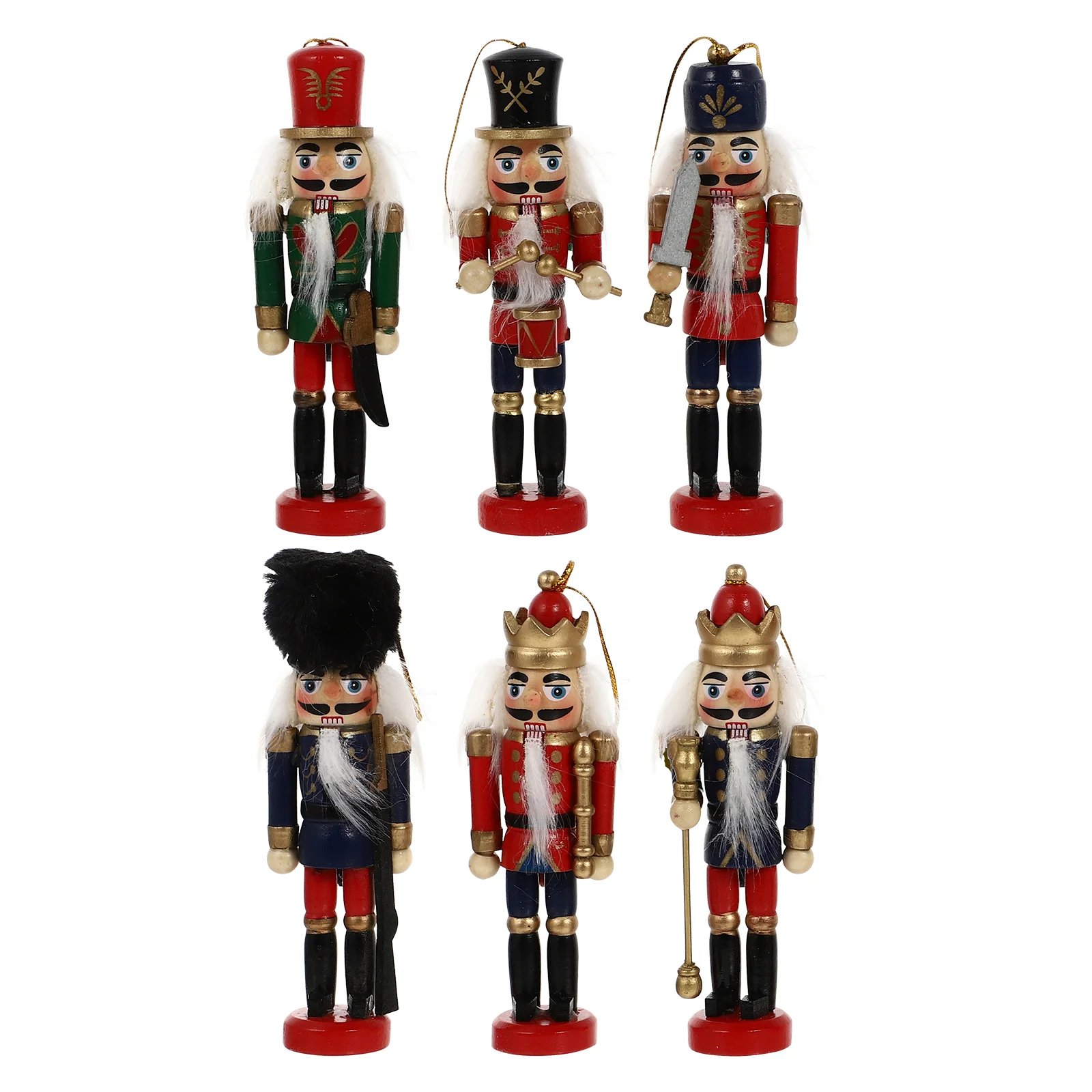 

6 Pcs Nutcracker Soldier Party Adornment Christmas Tree Decorations Gift Festival Ornament Wooden Home Accents
