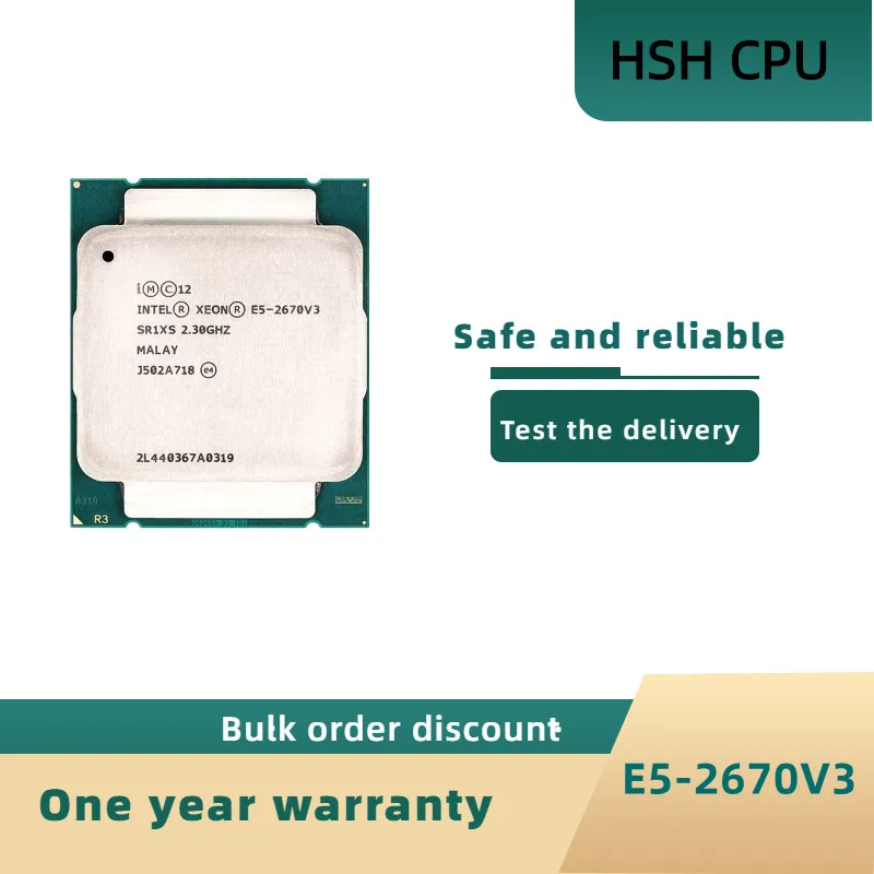Intel Xeon CPU versão oficial E5-2670V3 SR1XS X99 2.30GHZ 30M 12-NÚCLEOS E5 2670 E5-2670 V3 LGA2011-3 E5 2670V3 processador CPU