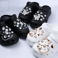 set croc shoes charms chain butterfly gold silver diamond accessories jibz for croc clogs shoe decorations man kids gifts