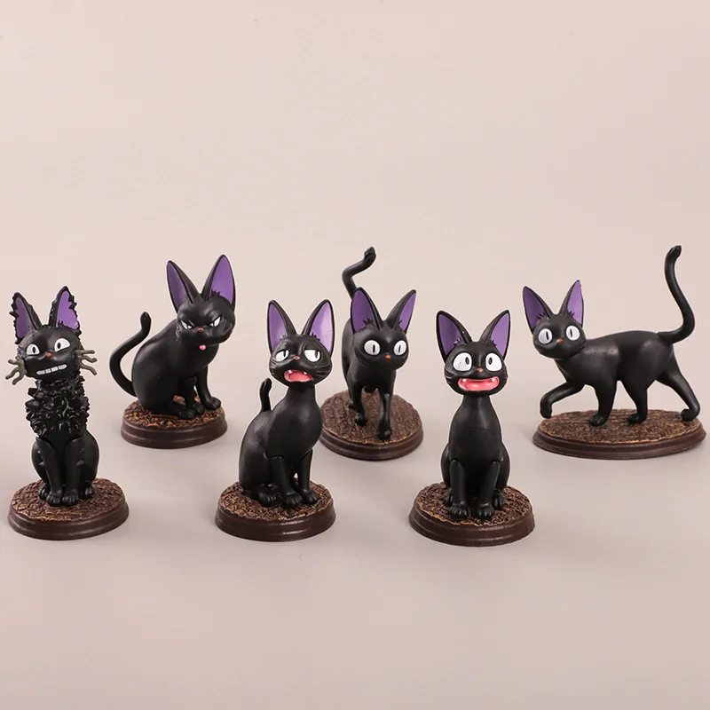 

6Pcs Studio Ghibli Anime Jiji Cat Toys Kiki's Black Cat Figure Miyazaki Hayao Doll Fairy Garden Miniatures Decor Gift