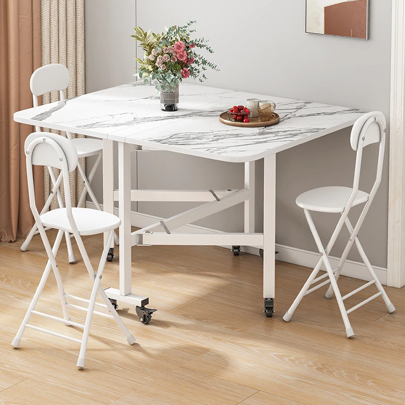 

Складной обеденный стол в скандинавском стиле, уличная белая искусственная квадратная Кухонная мебель для маленькой квартиры