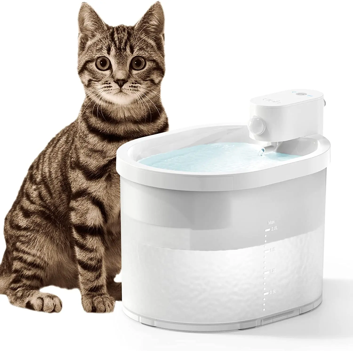 Wireless & Battery Operated Cat Water Fountain Automatic Pet Water Fountain 67oz/2L Quiet Water Dispenser for Cats Small Dogs