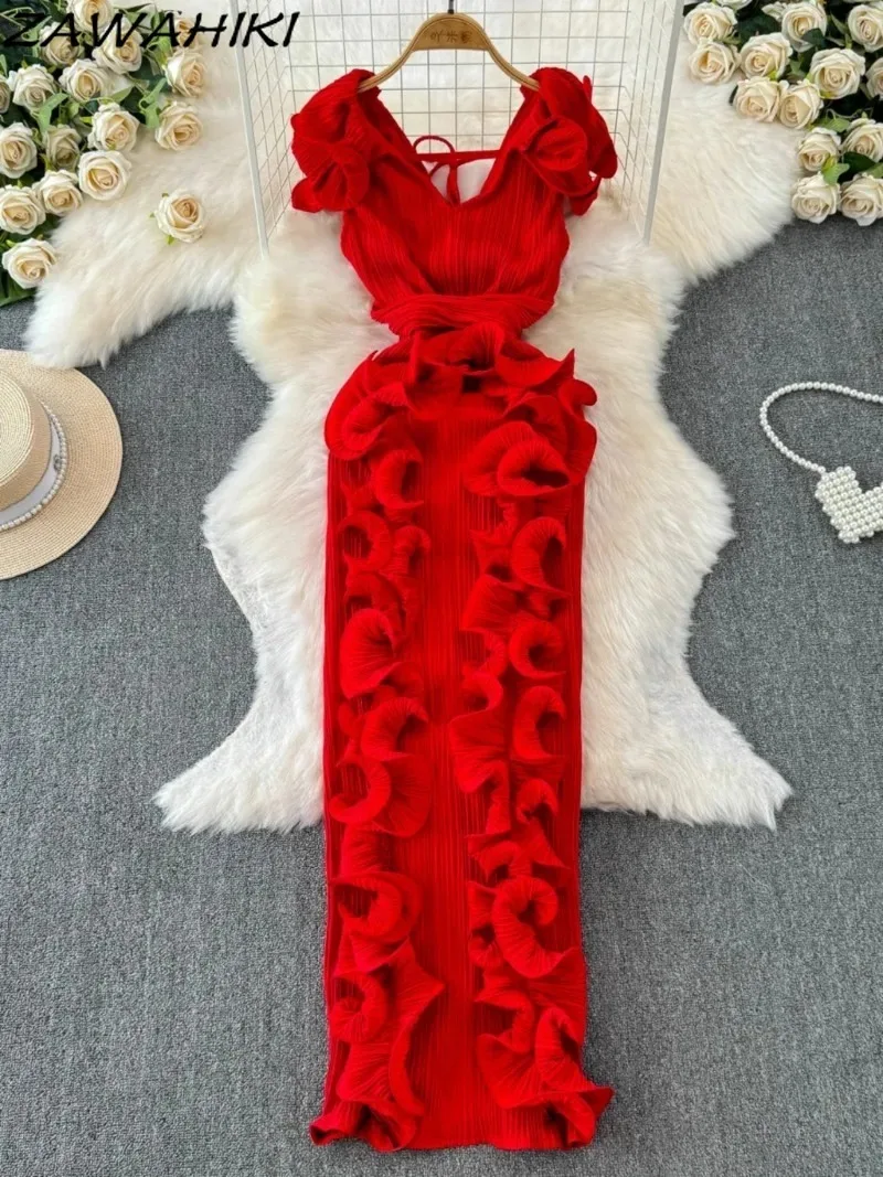 Женское элегантное платье женская одежда с V-образным вырезом и коротким рукавом