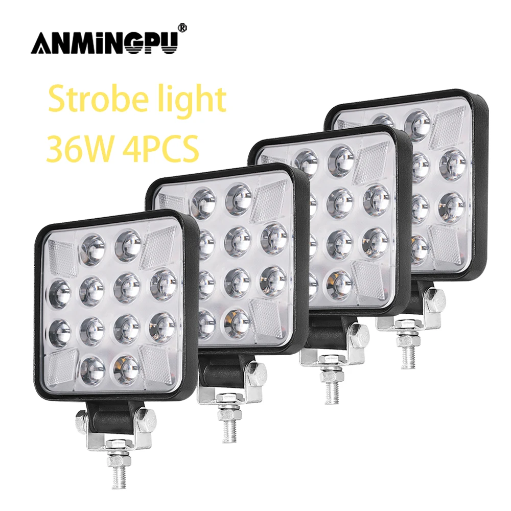 

ANMINGPU 12V 24V Red Blue Strobe LED Work Light 36W 3Mode Mini High Spot Beam Headlamp Spotlight Offroad LED Bar