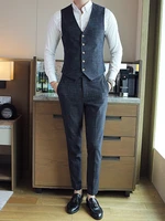 6xl 7xl vest pants mens boutique plaid formal business suit vest and pants 2 piece set groom wedding dress slim waist coat