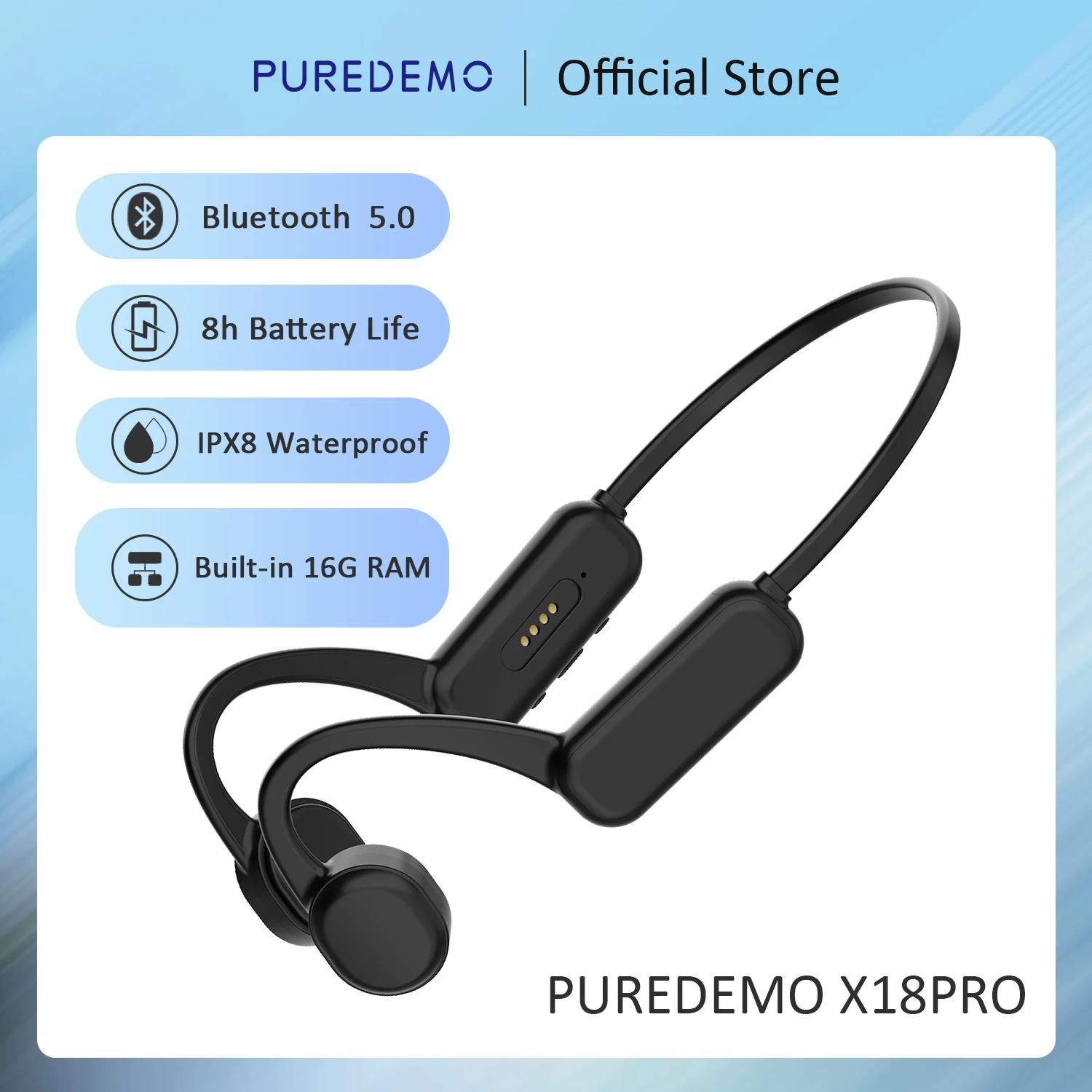 Наушники с костной проводимостью IPX8 водонепроницаемые беспроводные Bluetooth