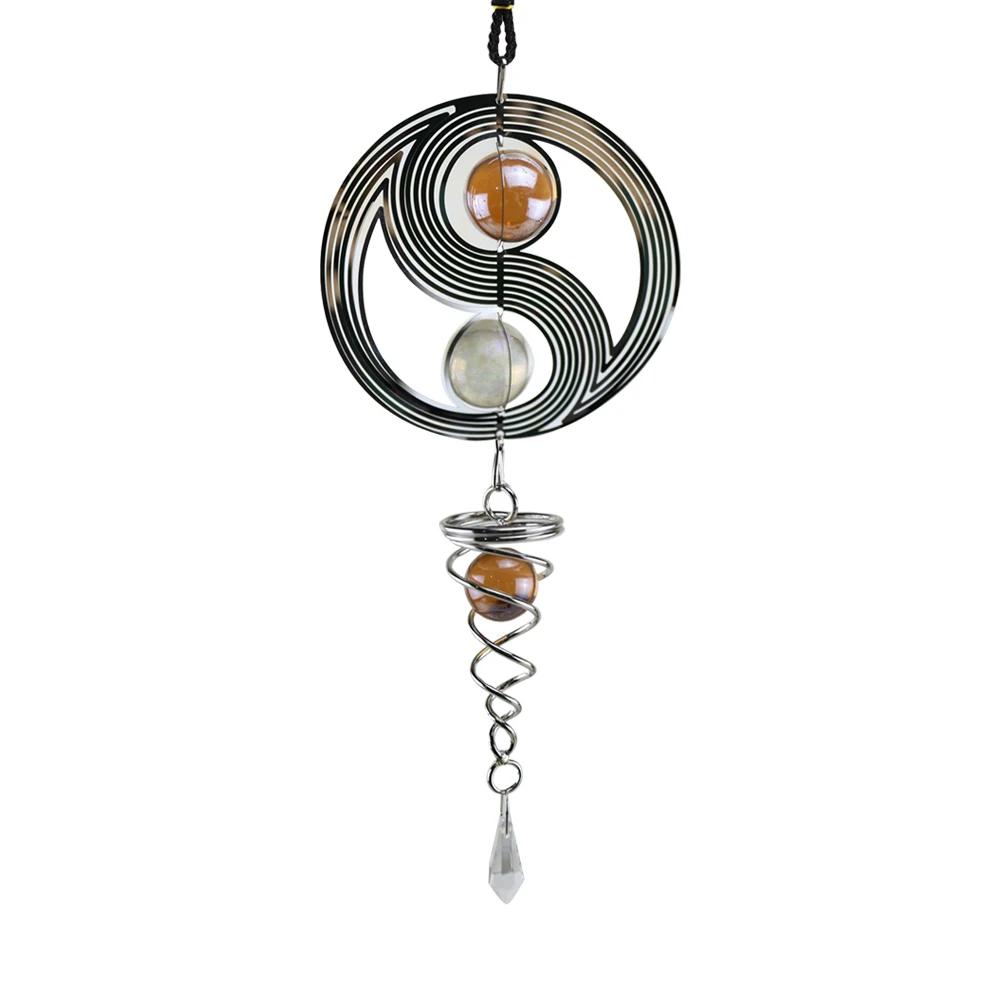 

Yinyang Craft Wind Chimes With Crystal Ball Outdoor Garden Car Pendant Tai Metal Indoor Home Decor Hanging Spinner Spiral