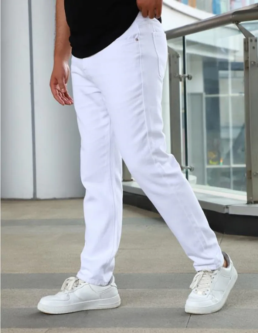 Vintage Straight Men Jeans Mid Waist Wash Solid Denim Pants Streetwear Casual Slim Fit Cowboy Trousers