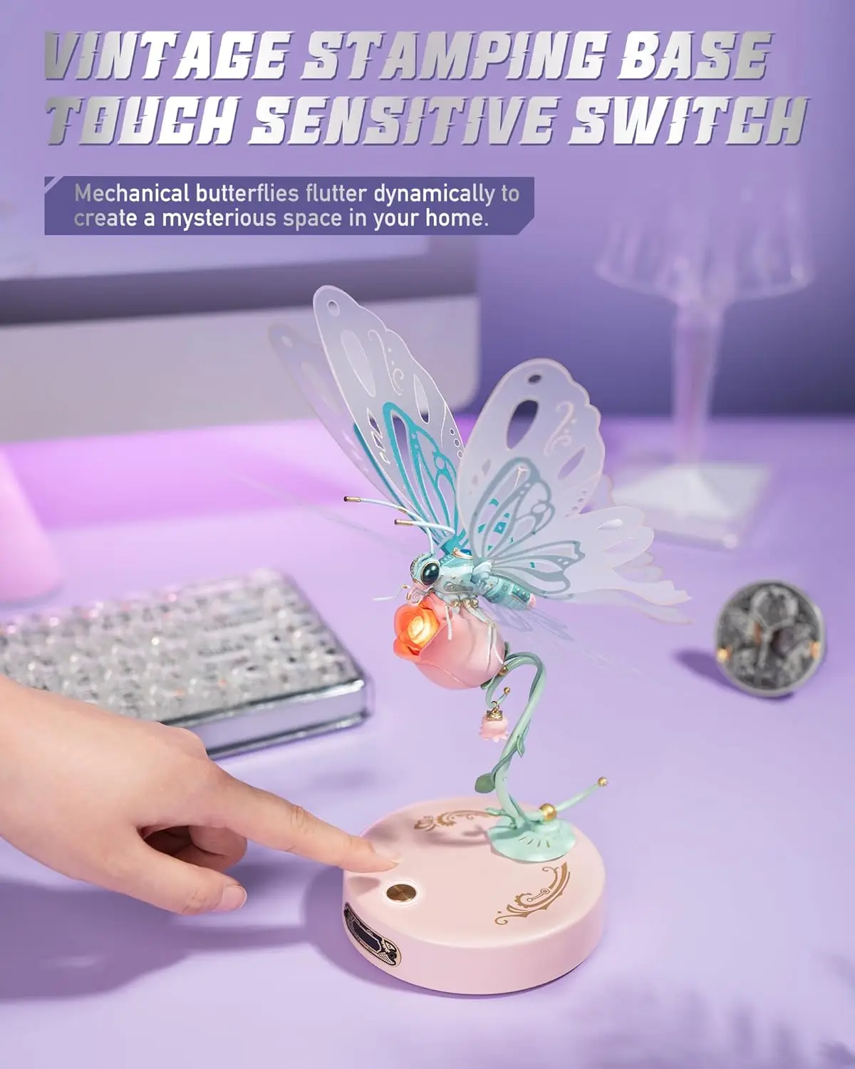 Металлическая головоломка Robotime Rokr 3D в виде бабочки со светодиодной подсветкой