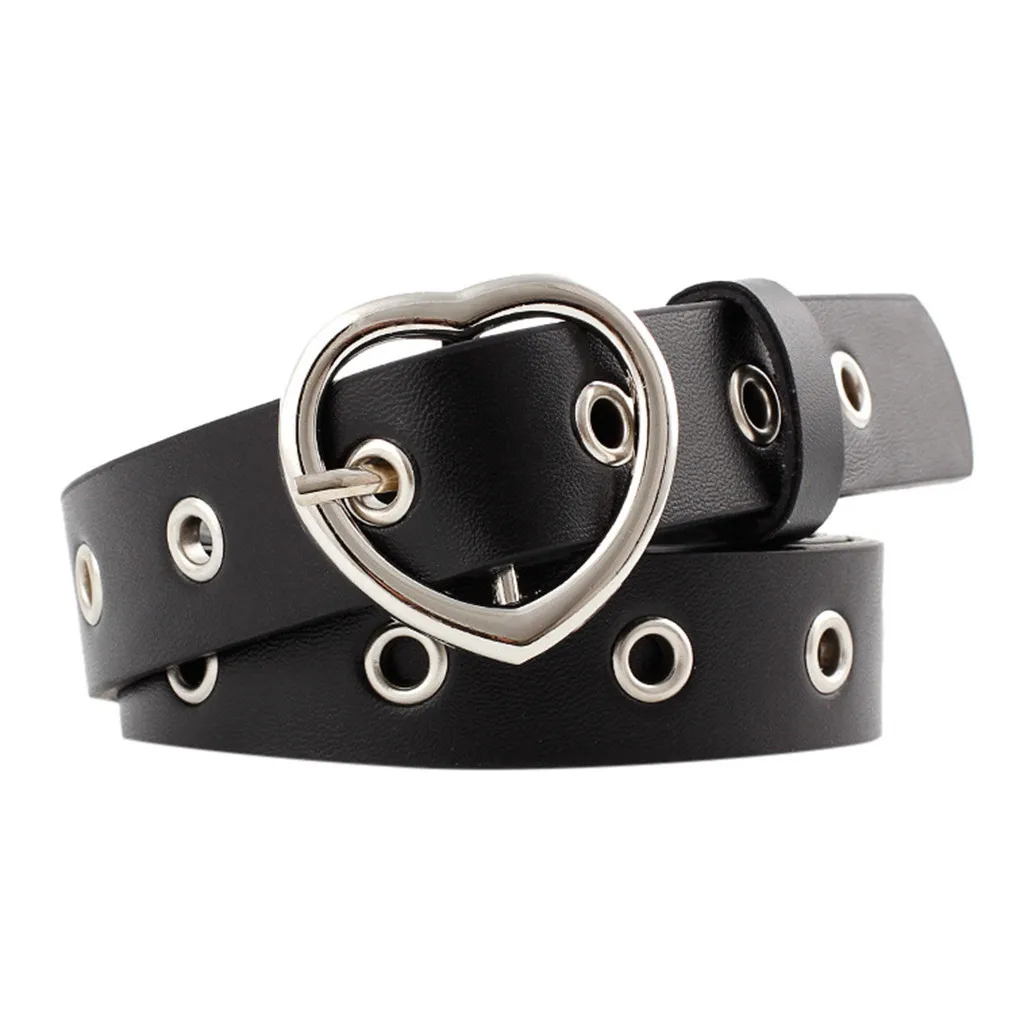 Luxury Brand Leather Belts For Women Vintage Goth Heart Buckle Pin Belts Leisure Casual Pu Dress Belt For Jeans Pants Waistband