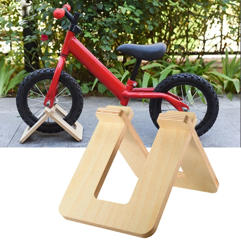 Y1UC Wood Parking Holder Frame Portable Kids  Car Scooter Wo