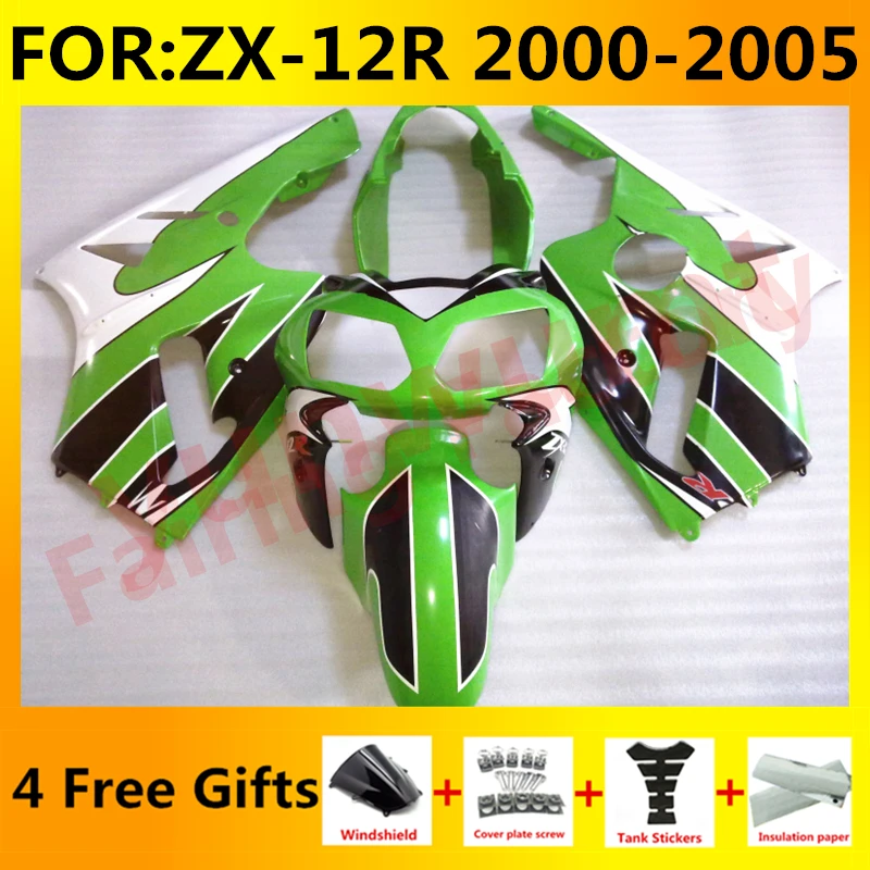 

Новый комплект обтекателей для мотоцикла ABS, подходит для ниндзя, 2000, 2001, 2002, 2003, 2004, 2005, ZX12R, zx, 12r, полный комплект обтекателей, зеленый, черный