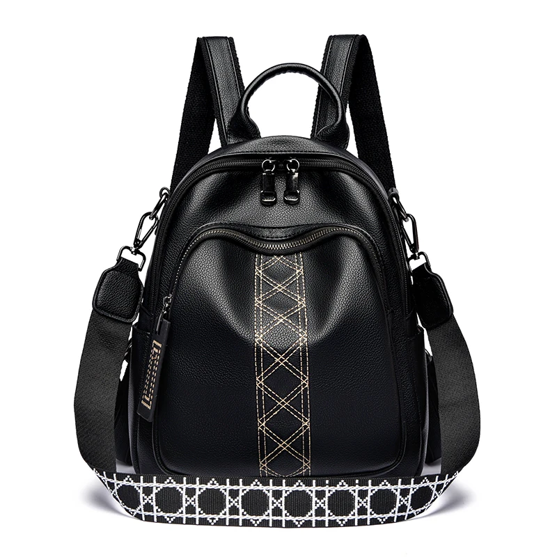 

Hot sale High Quality luxury leather backpack women school book bags for girls shoulder crossbody bags fashion travel backpack