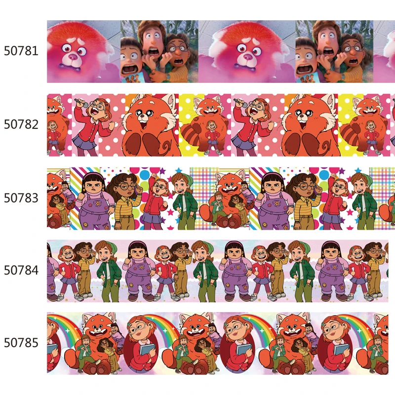 

DIY Disney Turning Red Craft Grosgrain Ribbon Printed 25mm 10yards for Hairbows Handmade Materials