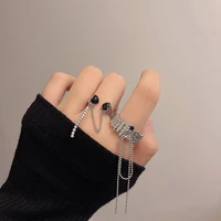 korean version irregular tassel artificial rhinestone ring set ladies personalized ring jewelry