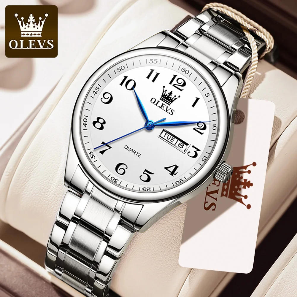

OLEVS Watch for Business Men 40MM Dial Mens Quartz Wristwatches Stainless Steel Strap Fashion Waterproof Casual Male Watch 5567