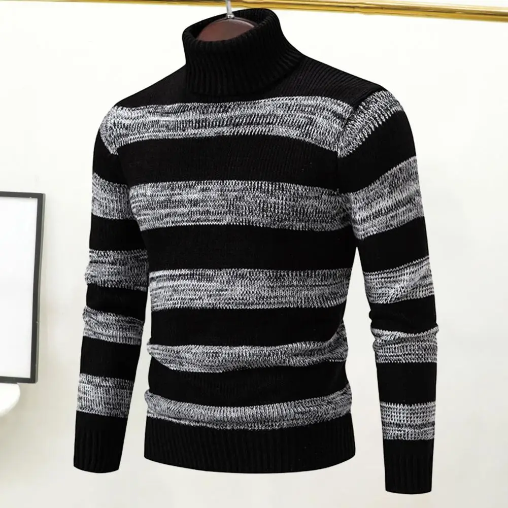 

This sweater has a high collar, long sleeves, and a pullover design that makes it easy to put on and take off.