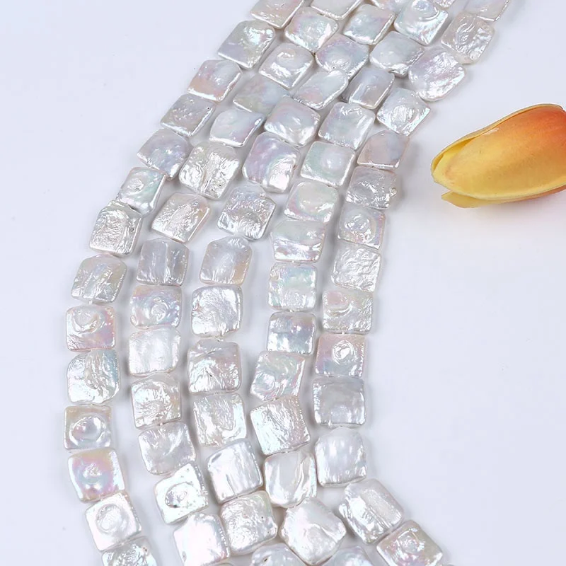 

15-18mm Natural freshwater pearl square Loose Pearls Strand For jewelry