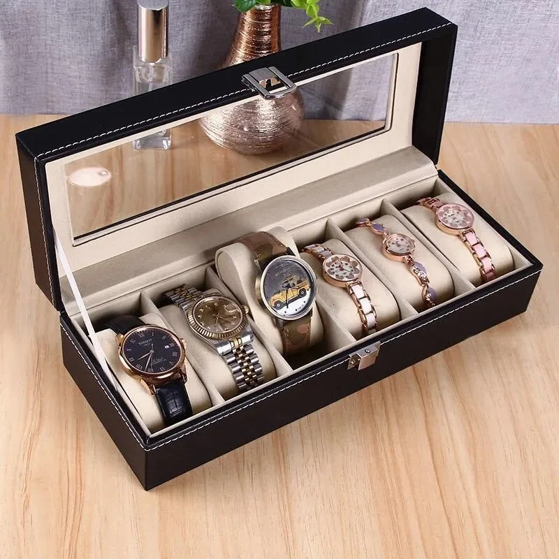 Watch Organizer Box PU Leather Watch Case Holder Organizer Storage Box Quartz Watches Jewelry Boxes Display Men Women Gift