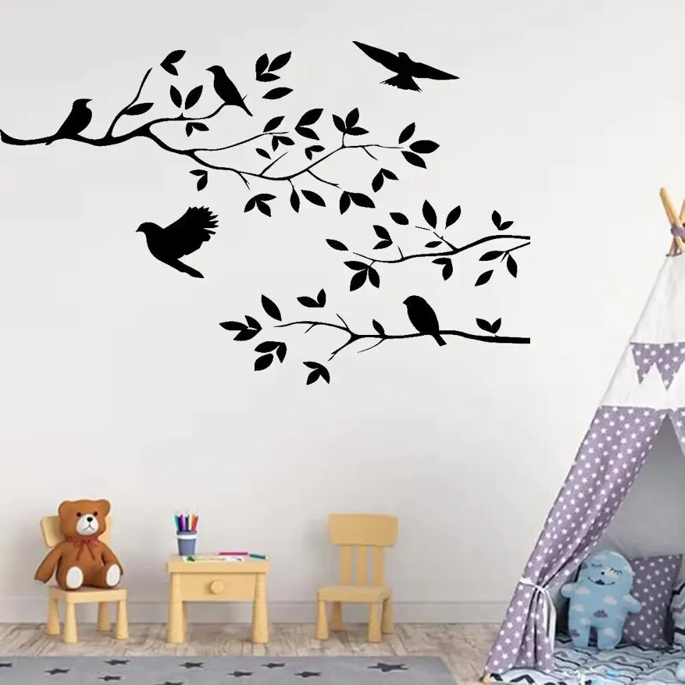 Съемная наклейка на стену с птицей в виде дерева виниловая художественная фреска