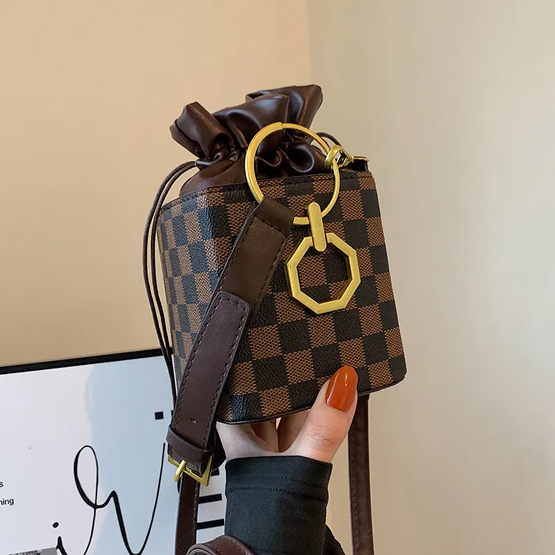 

Small Handbags For Women Plaid Cube Design Women Purse Square Handbag Mini With Drawstring Crossbody Bag Bolso niño bandolera