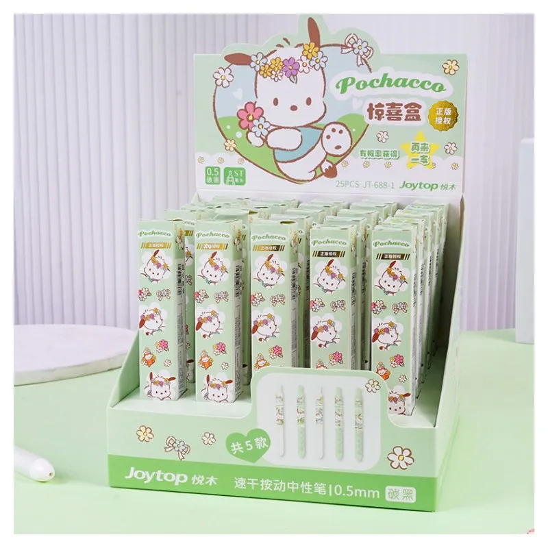 

Anime Sanrios Children's Student Neutral Pen Cartoon Pochacco Cinnamoroll Kuromi 0.5 Black with Metal Hook Office Signature Pen