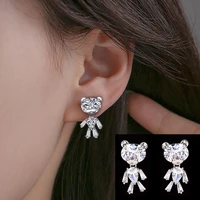 fashion shine bling zircon bear earrings cute sweet luxury inlay white gold color romantic for women earrings pendant
