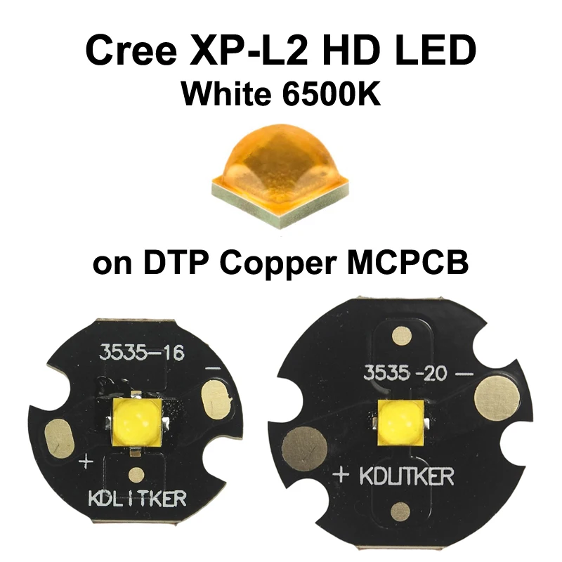 

Cree XP-L2 HD V5 1A White 6500K SMD 3535 LED Emitter Flashlight DIY Long Throw Light