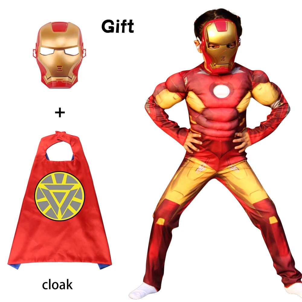 

Animes Child Iron Man Cosplay Costumes Boy Superhero Muscle Sexy Cosplay Jumpsuit Christmas Mask Gift S-XL