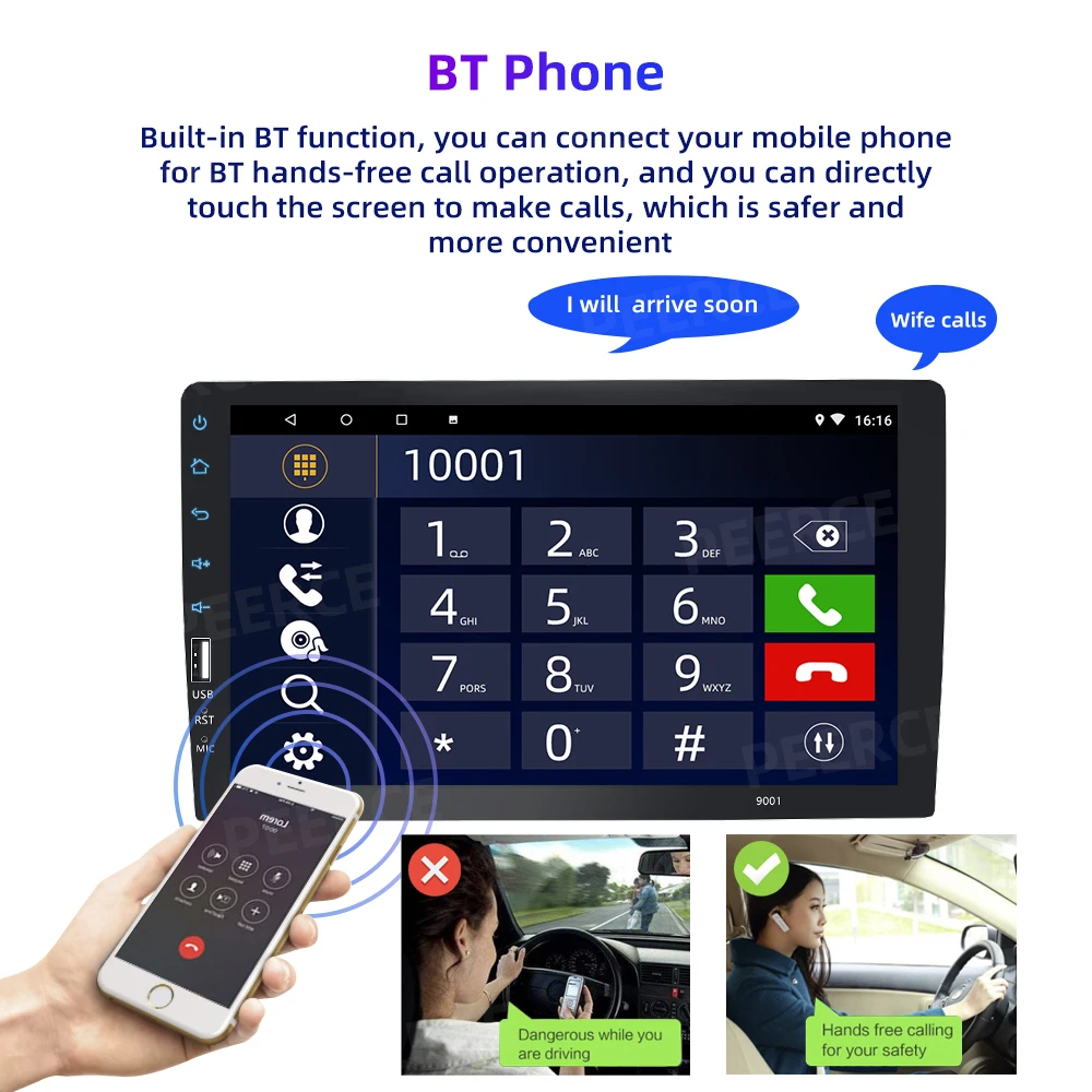 $78.54 Universal 1 Din Car Multimedia Player 9 inch Touch Screen Autoradio Stereo Video GPS WiFi Auto Radio Android auto Video Player