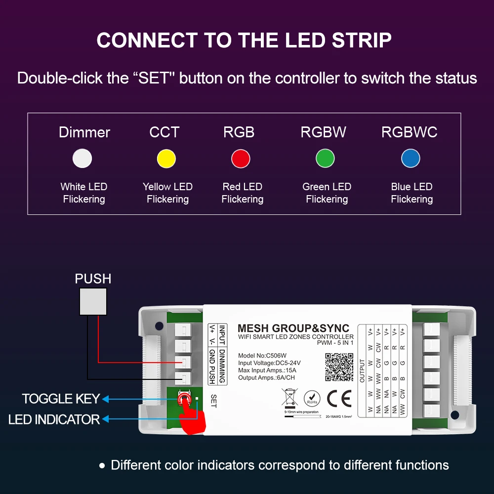 Фото tuya smart life home 12v 24v 15a диммер cct rgb светодиодная лента bluetooth wifi zigbee 5in1 контроллер xiaomi alexa кнопочный переключатель №2