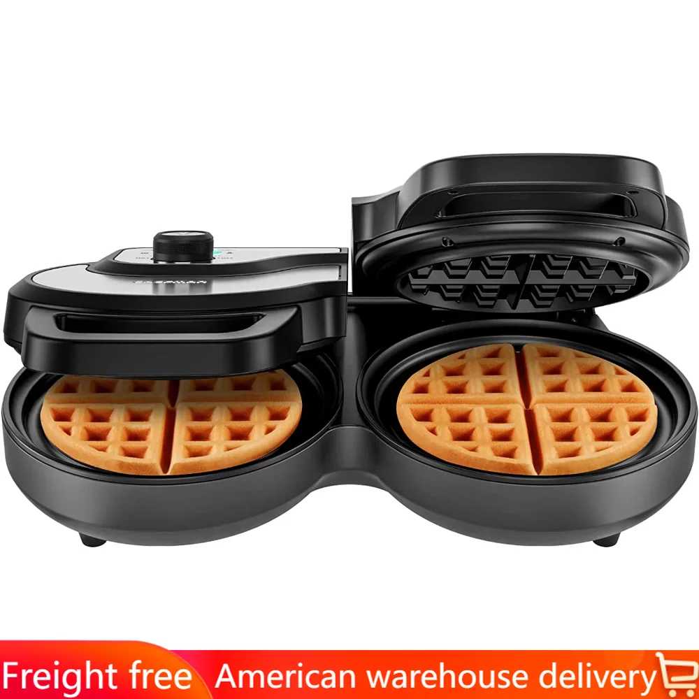 

2 At a Time Waffle Maker Electric 6-Inch 7 Shade Temp Control Non-Stick Waffle Iron Griddle Machine Kitchen Appliances Home