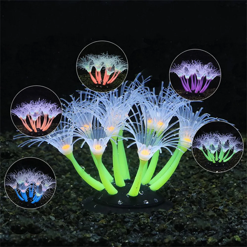 

Glowing Artificial Coral Ornaments Soft Silicone Light Effect Fake Coral Aquarium Landscape Underwater Fish Tank Decoration