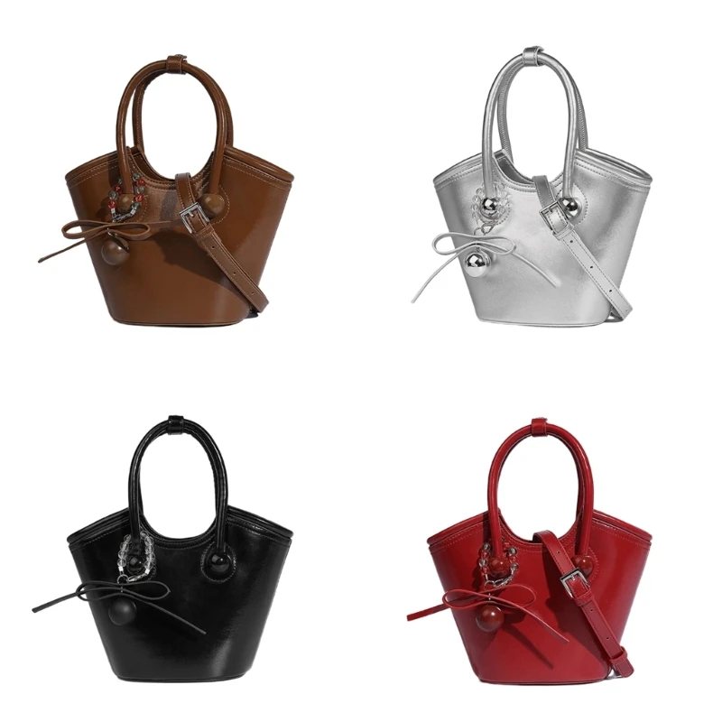 Нежная большая сумка через плечо с подвесными сумками-ведром для покупок. Школа