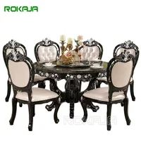Romantic Classic Royal Design Dining Table Solid Wood Hand Carved Tables Dining Room Furniture Dinning Set