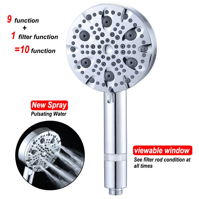 

With 10 Modes High Pressure Water Saving Rainfall Showerhead Bathroom Accessories Shower Head Holder