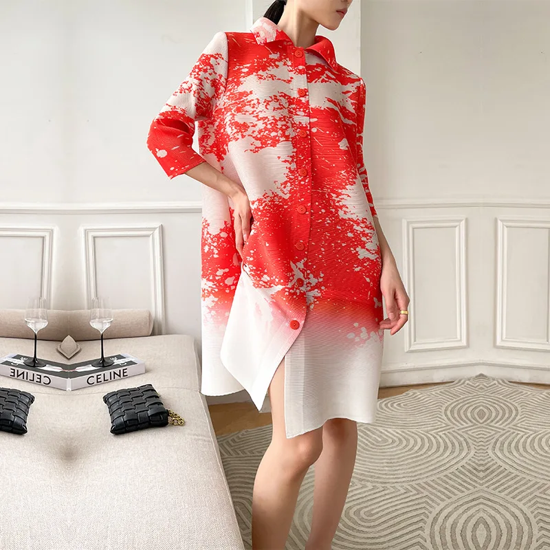 

Женское плиссированное платье-кардиган в японском стиле