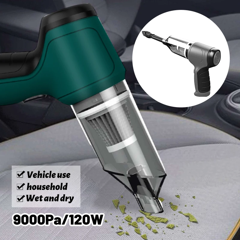 

9000Pa Mini Car Vacuum Cleaner 3 In 1 Cordless Portable Air Blower Handheld Air Duster Wireless 5000mAh Cyclonic Suction Home