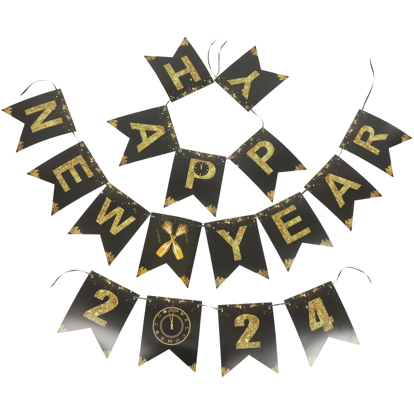 

Festive New Year Decorations Party Banner 2024 Decorative Flag Year's Supply Spiral Accessories Supplies
