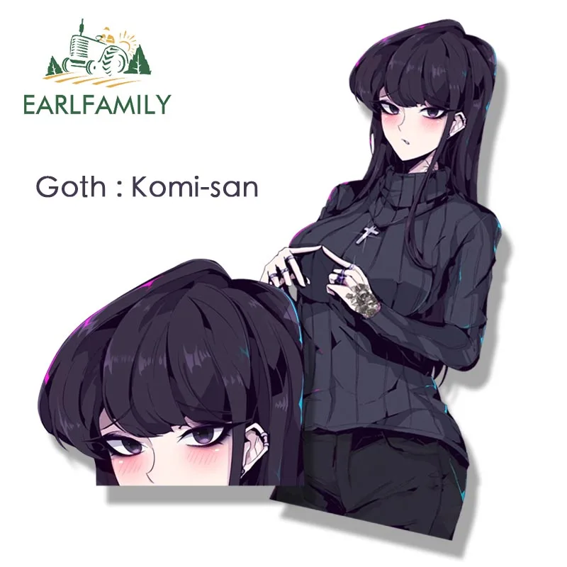 

EARLFAMILY Готическая наклейка на автомобиль Komi-san Fanart аниме Komi не может общаться эскиз Waifu наклейка JDM мультфильм Граффити стикер s