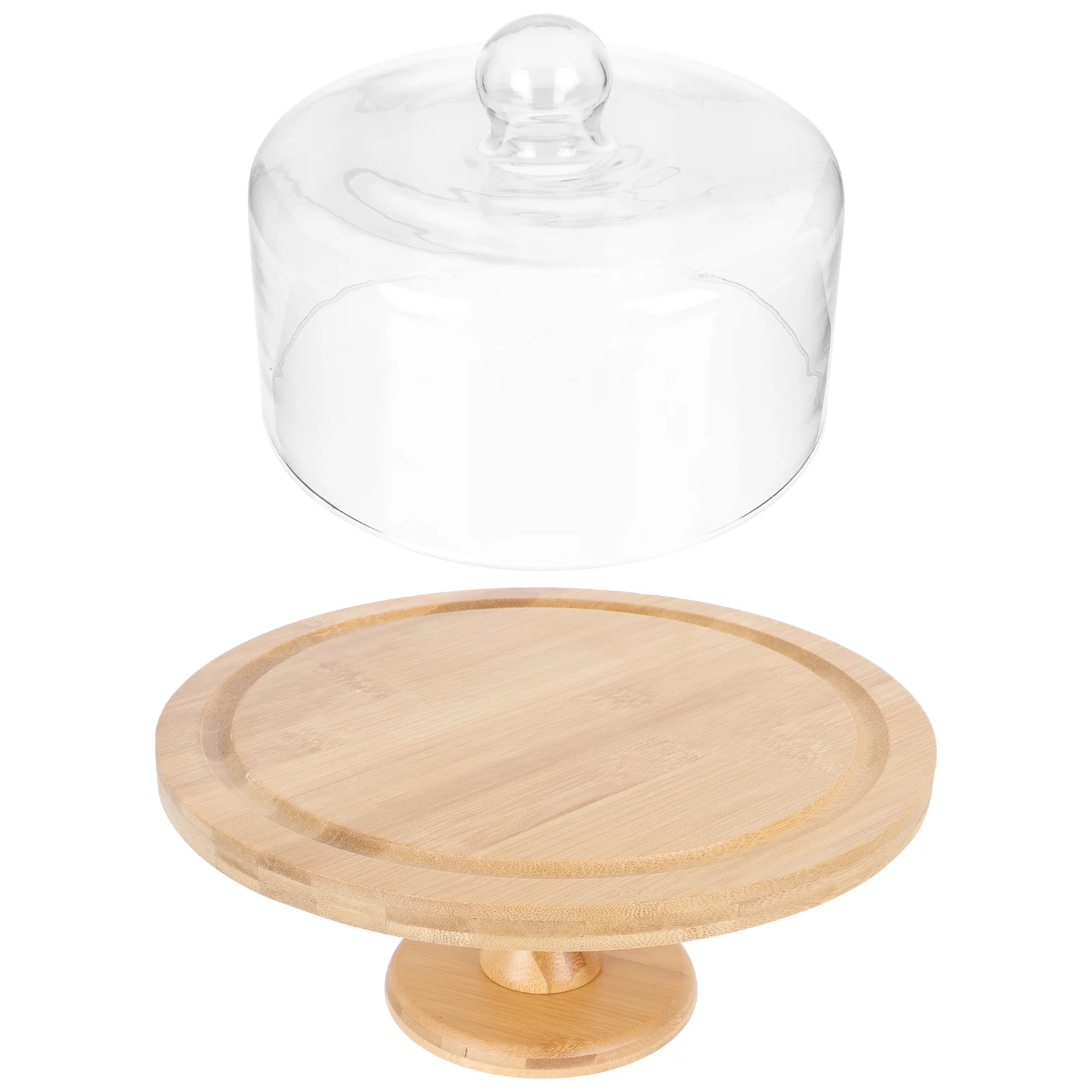 

Cake Standdomelid Plate Wood Dessert Holder Platter Cover Display Round Server Cheese Board Transparent Footed Wooden Cup Butter