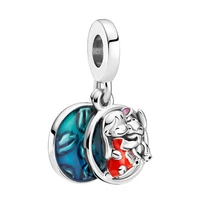disney lilo stitch pendant fit original pandora charms bracelet women cartoon blue turo beads for jewelry making diy girl gift