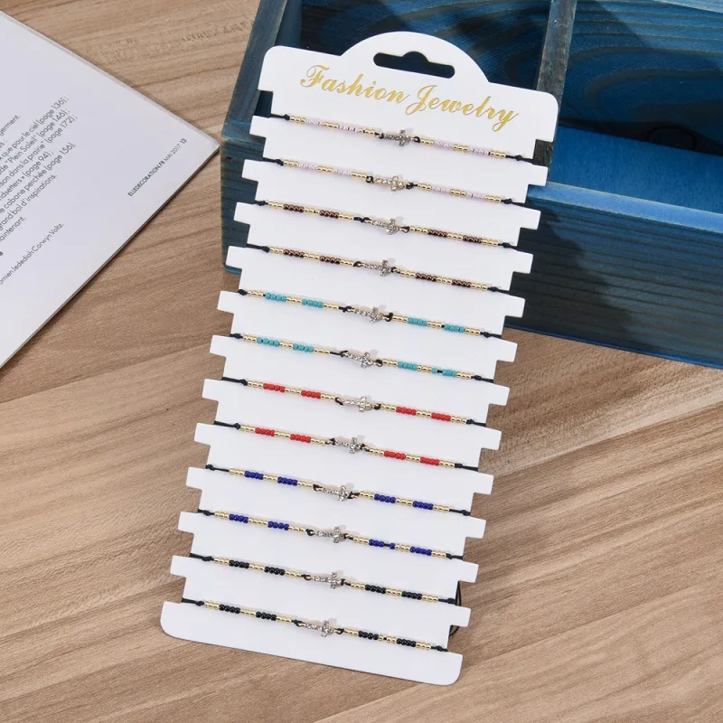 

12 шт./компл. очаровательные браслеты в богемном стиле с ракушками и листьями неправильной формы в форме жемчуга для женщин красочные хрустальные бусины плетеные ювелирные изделия оптом