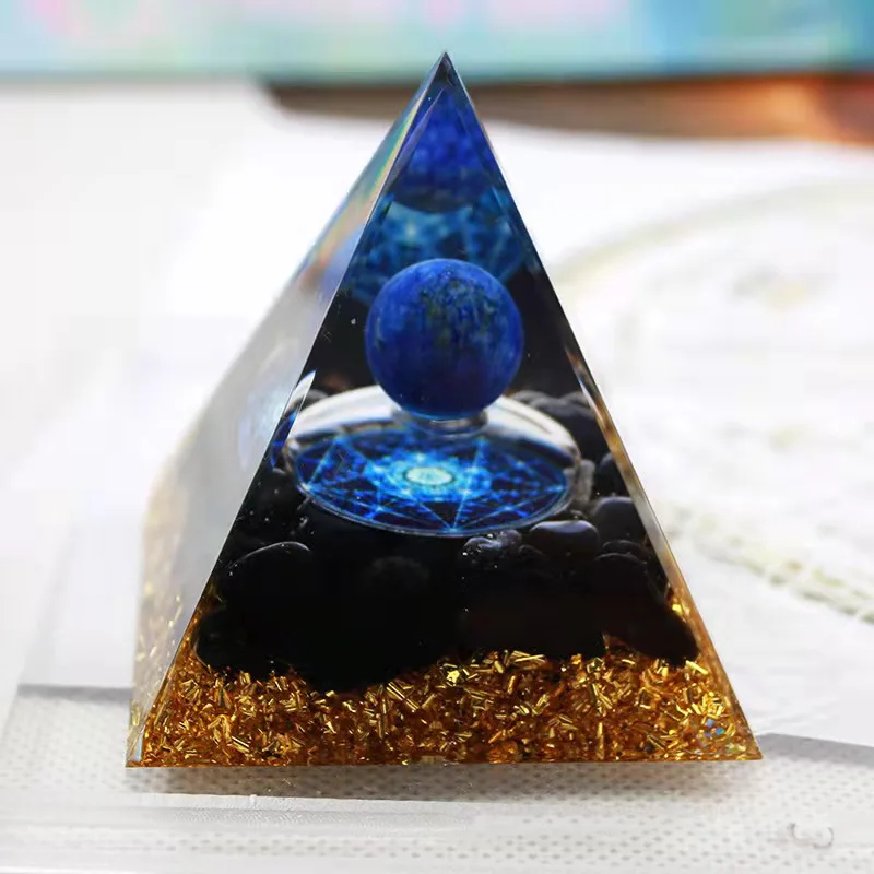 

5cm Yoga Piramide Orgonite Pyramid Orgone Generator Resin Natural Stone Ornament Energy Healing Reiki Obsidian lapis lazuli