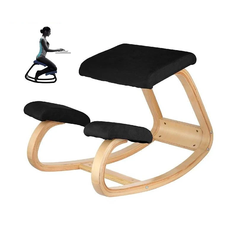 

Эргономичное кресло на коленях с толстой подушкой, деревянный стул-качалка на коленях для улучшения осанки, компьютерное кресло для дома и офиса