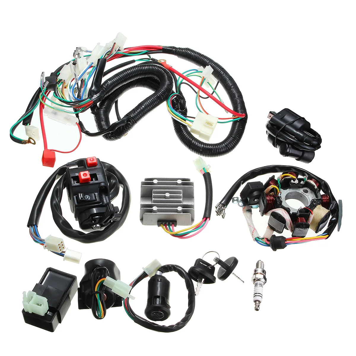 

Universal CDI Ignition Wire Harness Assembly Electric Starter Plug Control Switch 125cc 150cc 200cc 250cc Dirt Bike ATV Quad