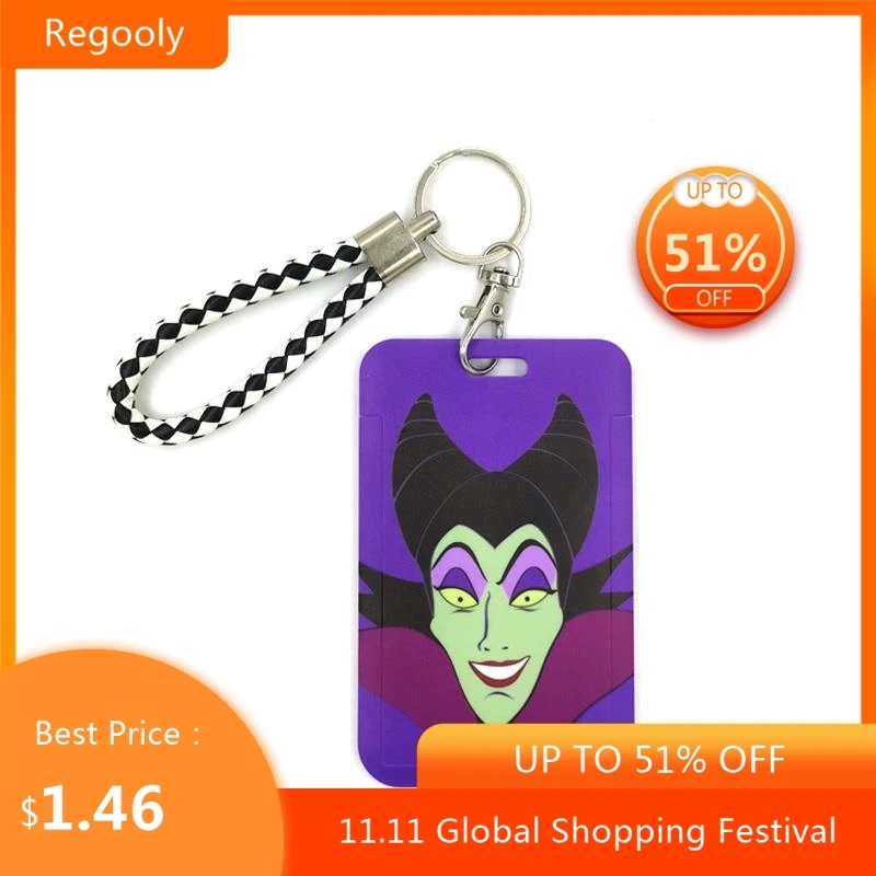 

Maleficent Fashion Women Card Holder Lanyard Colorful Retractable Badge Reel Nurse Doctor Student Exhibition ID Card Clip Holder